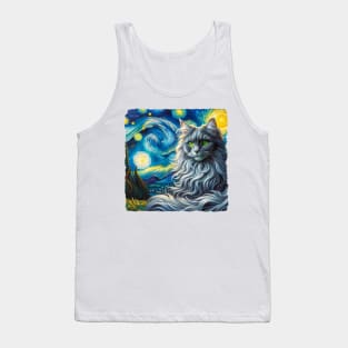 Nebelung Starry Night Inspired - Artistic Cat Tank Top